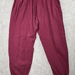 Loose Fit Elastic Waist Burgundy Pants Women’s Size 5xl Cotton Blend Pre-Owned